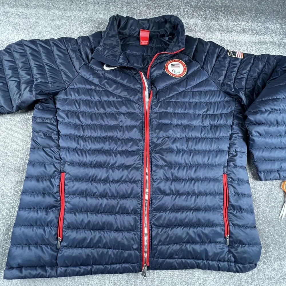 United States Paralympic Team Jacket Mens 2XL Blue Sochi 2014 Nike USA AeroLoft - Picture 8 of 16